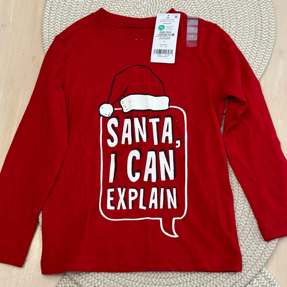 NWT Toddler Santa I Can Explain Shirt